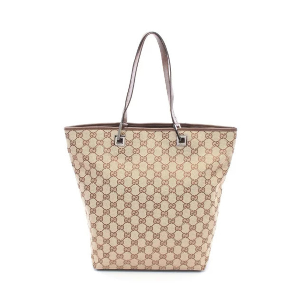 Gucci Joy GG Canvas Leather Tote Bag Tan Brown